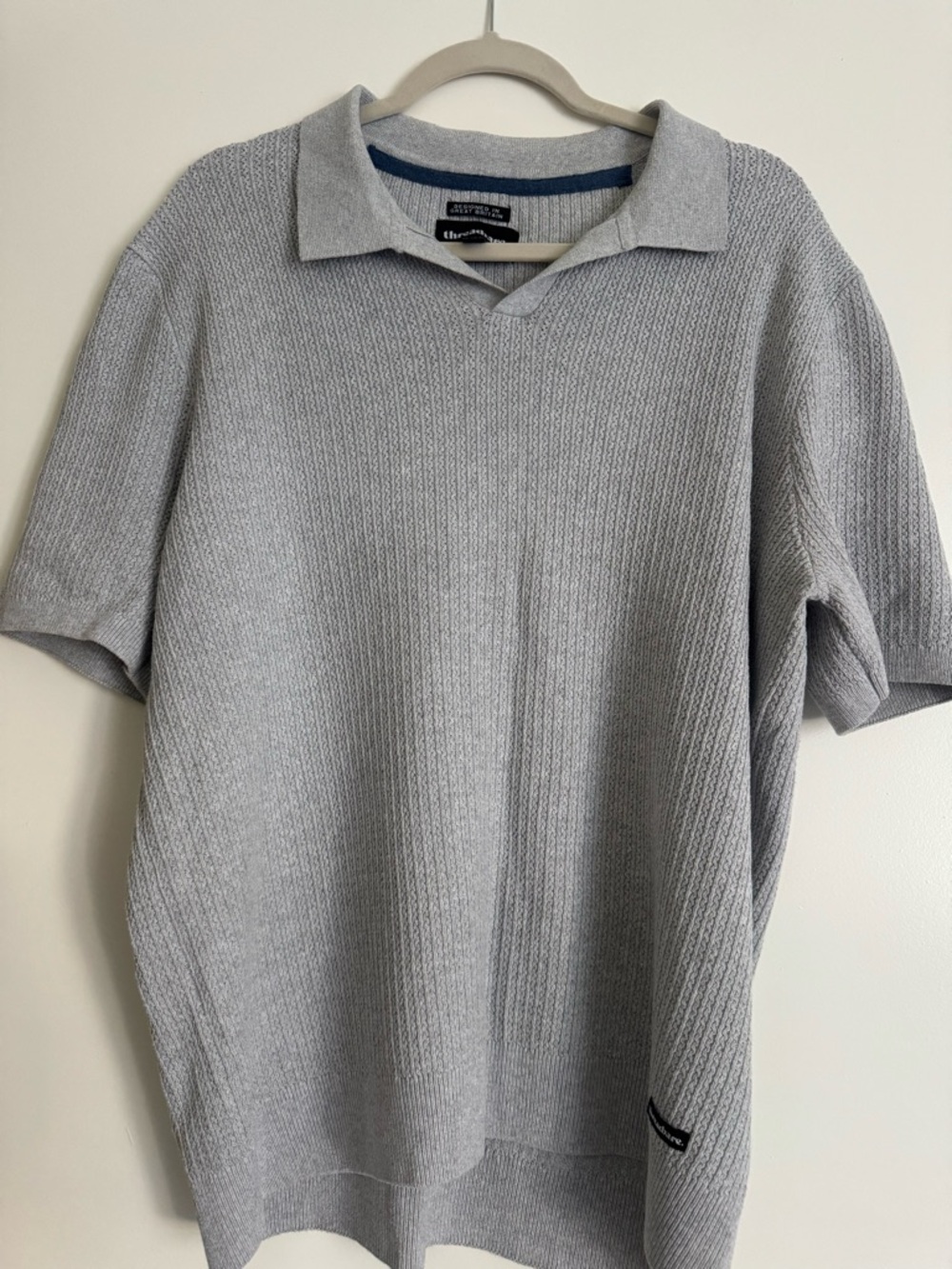 Threadbare Men’s Light Gray Knit Polo Shirt